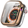 Husă tip carte metalică din plastic moale cu protecție pentru ecran pentru Apple Watch 42mm (Series 10 / 11) - auriu roz