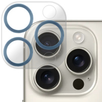 NORTHJO Sticlă securizată cu rame metalice pentru a proteja obiectivele camerei pentru iPhone 16 Pro / 16 Pro Max - Albastru