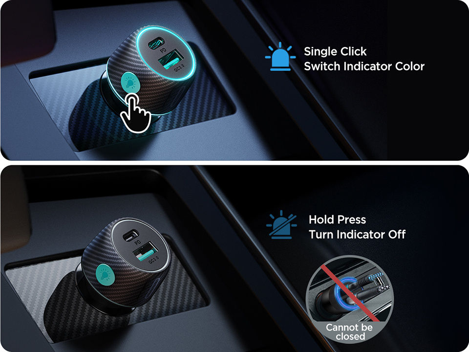 Încărcător auto JOYROOM CCN01 cu porturi USB-C / USB-A - 60W - negru