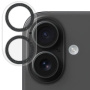NORTHJO Protecție lentile camerei din sticlă temperată cu cadru cu sclipici pentru iPhone 16 / 16 Plus - negru