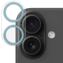 NORTHJO sticlă călită cu rame sclipici pentru a proteja obiectivul camerei pentru iPhone 16 / 16 Plus - albastru