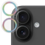 NORTHJO iPhone 16 / 16 Plus, sticlă securizată de protecție a obiectivului camerei cu rame cu sclipici - curcubeu