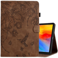 Husă tip carte cu slot pentru card și temă cu flori pentru iPad 10.2" (2019-2021) / Air 3 (2019) / Pro 10.5" - maro