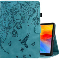 Husă tip carte cu slot pentru card și temă cu flori pentru iPad 9.7" (2017/2018) / Air 1 / 2 / Pro 9.7" - Turcoaz