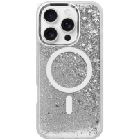 Husă cu paiete plutitoare și MagSafe pentru iPhone 16 Pro - argintiu