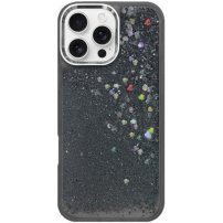 Husă cu paiete plutitoare pentru iPhone 16 Pro Max - gri
