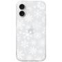 Husa moale transparenta cu motiv fulgi de zapada pentru iPhone 16 - alba