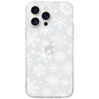 Husa moale transparenta cu motiv fulgi de zapada pentru iPhone 16 Pro Max - alba