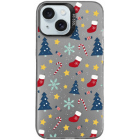 Husa de protectie cu motiv de Craciun pentru iPhone 15 - gri