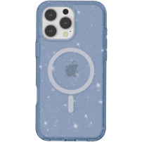Husă transparentă cu sclipici și MagSafe pentru iPhone 16 Pro Max - Albastru închis