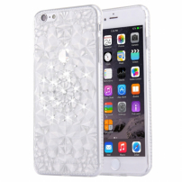 Carcasă de protecţie spate, cu pietre în stil diamant, pentru Apple iPhone 6 / 6S - argintie