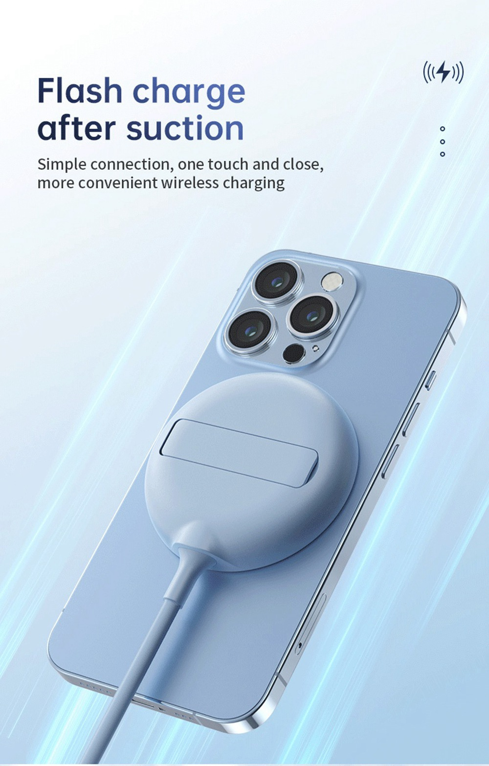Încărcător wireless MagSafe LFX-181 cu suport rabatabil pentru iPhone / AirPods - 15W - verde