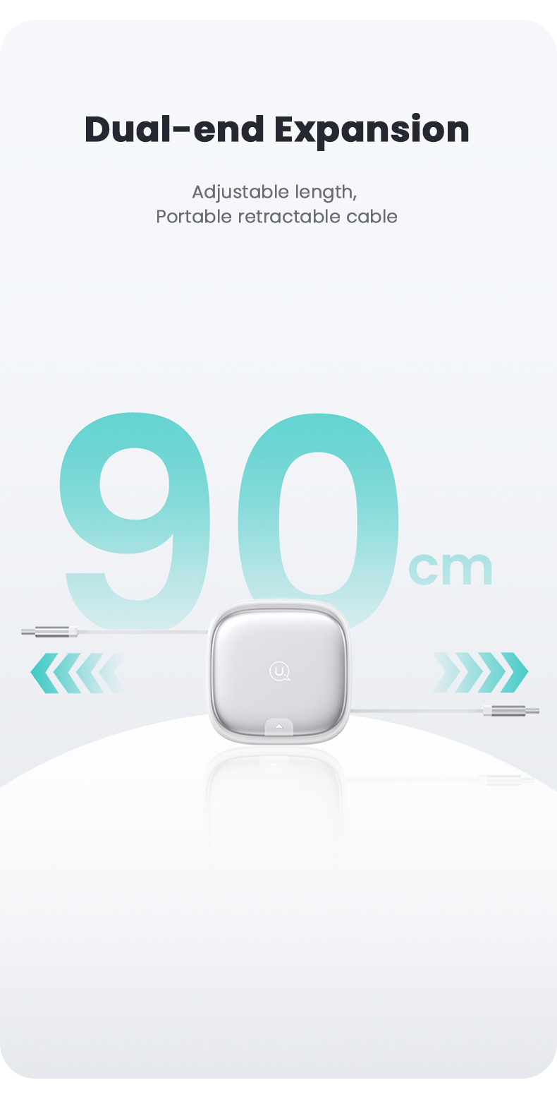 USAMS Set US-SJ650 cu cabluri USB-C retractabile, adaptoare și ac - negru