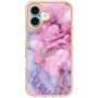 Husa de protectie din marmura pentru iPhone 16 - roz mov