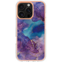 Husa de protectie din marmura pentru iPhone 16 Pro - violet