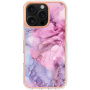 Husa de protectie din marmura pentru iPhone 16 Pro - roz mov