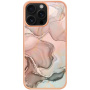 Husa de protectie din marmura pentru iPhone 16 Pro - roz deschis