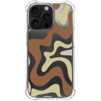 Husă cu model ondulat abstract și colțuri întărite pentru iPhone 16 Pro - maro