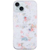 Husa transparenta sclipitoare pentru iPhone 15 - flori
