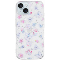 Husa transparenta sclipitoare pentru iPhone 15 - fluturi