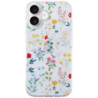 Husă transparentă strălucitoare pentru iPhone 16 Plus - lunca înflorită