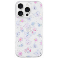 Husa transparenta sclipitoare pentru iPhone 16 Pro - fluturi