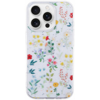 Husă transparentă strălucitoare pentru iPhone 16 Pro Max - lunca înflorită