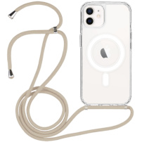 Husa transparenta cu cordon si MagSafe pentru iPhone 11 - bej