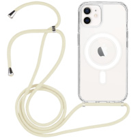 Husa transparenta cu cordon si MagSafe pentru iPhone 11 - crem