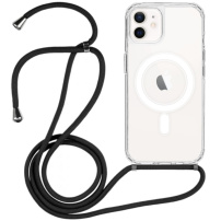 Husă transparentă cu șnur și MagSafe pentru iPhone 12 / 12 Pro - negru