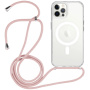 Husă transparentă cu șnur și MagSafe pentru iPhone 12 Pro Max - roz