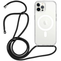 Husă transparentă cu șnur și MagSafe pentru iPhone 12 Pro Max - neagră