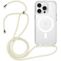 Husa transparenta cu cordon si MagSafe pentru iPhone 13 Pro - crem