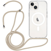 Husa transparenta cu cordon si MagSafe pentru iPhone 14 - bej