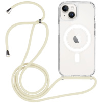 Husa transparenta cu cordon si MagSafe pentru iPhone 14 - crem