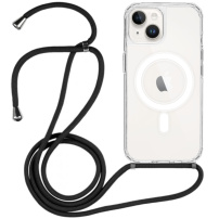 Husă transparentă cu șnur și MagSafe pentru iPhone 14 Plus - neagră