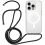 Husă transparentă cu șnur și MagSafe pentru iPhone 15 Pro - neagră