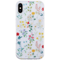 Husa transparenta sclipitoare pentru iPhone XS Max - lunca inflorita