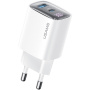 Adaptor încărcare rapidă USAMS CC229 cu display și porturi USB-C / USB-A - 30W - alb