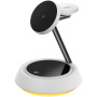 Suport magnetic wireless 3 în 1 Wiwu W002 cu iluminare de fundal pentru iPhone / Apple Watch / AirPods - 15W - alb