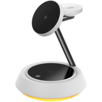 Suport magnetic wireless 3 în 1 Wiwu W002 cu iluminare de fundal pentru iPhone / Apple Watch / AirPods - 15W - alb