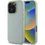 Guess Granulat Classic Husă cu logo cu MagSafe pentru iPhone 16 Pro - verde