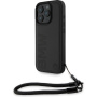 BMW Husă din piele cu semnătură și curea pentru iPhone 16 Pro Max - neagră