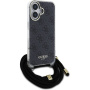 Guess Husă Crossbody imprimată 4G IML cu șnur pentru iPhone 16 - gri