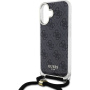 Guess Husă Crossbody imprimată 4G IML cu șnur pentru iPhone 16 - gri