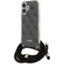 Guess Husă crossbody imprimată 4G IML cu șnur pentru iPhone 16 - maro