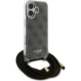Guess Husă crossbody imprimată 4G IML cu șnur pentru iPhone 16 - maro