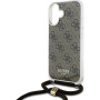 Guess Husă crossbody imprimată 4G IML cu șnur pentru iPhone 16 - maro