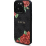 Guess Husă 4G Roses cu model de trandafiri și MagSafe pentru iPhone 16 Pro Max - gri