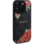 Guess Husă 4G Roses cu model de trandafiri și MagSafe pentru iPhone 16 Pro Max - gri